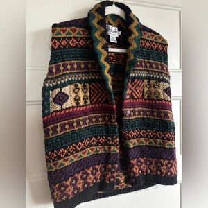 Retro Vintage Rafaella Hand Knitted Colorblock Sweater/Vest Cardigan 90s